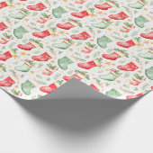 Kerst feestelijke kousen cadeaupapier (Hoek)