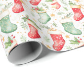 Kerst feestelijke kousen cadeaupapier (Rol Hoek)