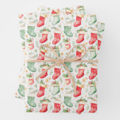 Kerst feestelijke kousen inpakpapier vel (In situ)