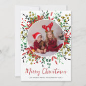 Kerst Feestelijke Krans Foto Feestdagenkaart (Voorkant)