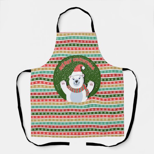 Kerst Feestelijke patronen met Teddy Bear Schort (Voorkant)