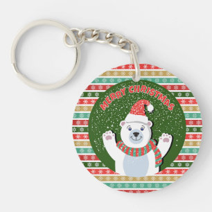 Kerst Feestelijke patronen met Teddy Bear Sleutelhanger