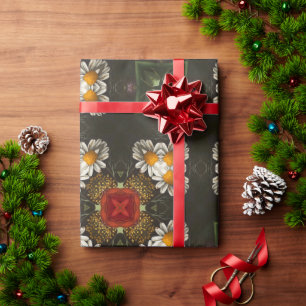 Kerst feestelijke rode kruis abstracte madeliefjes cadeaupapier