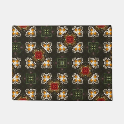 Kerst feestelijke rode kruis abstracte madeliefjes deurmat (Voorkant)