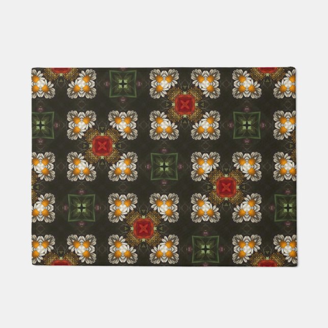 Kerst feestelijke rode kruis abstracte madeliefjes deurmat (Voorkant)