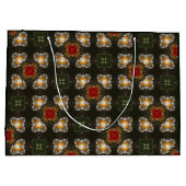 Kerst feestelijke rode kruis abstracte madeliefjes groot cadeauzakje (Achterkant)