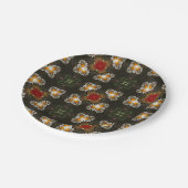 Kerst feestelijke rode kruis abstracte madeliefjes papieren bordje (Gekanteld)