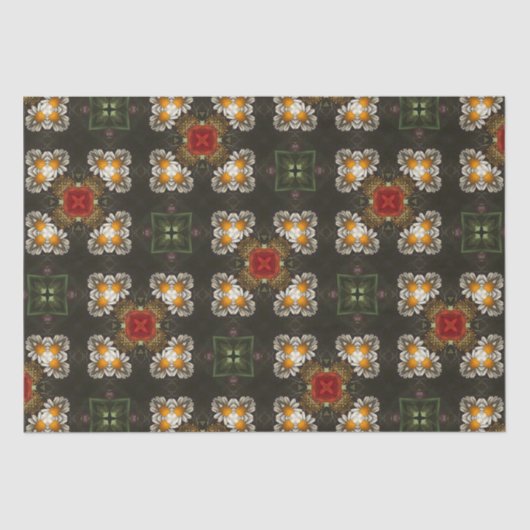 Kerst feestelijke rode kruis abstracte madeliefjes tissuepapier (Voorkant)