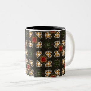 Kerst feestelijke rode kruis abstracte madeliefjes tweekleurige koffiemok