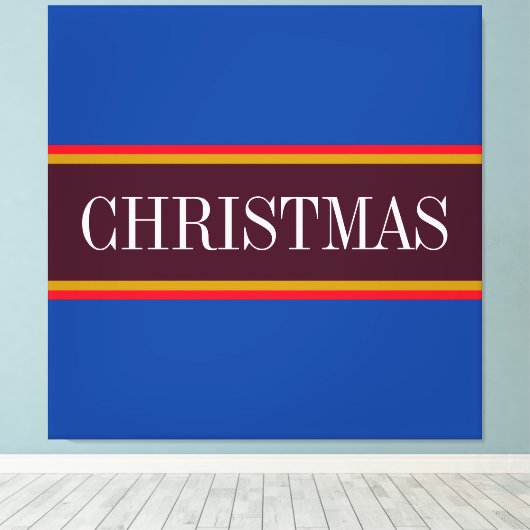 Kerst Feestelijke Royal Blue Paarse Red Stripes Canvas Afdruk (Insitu (Houten vloer))