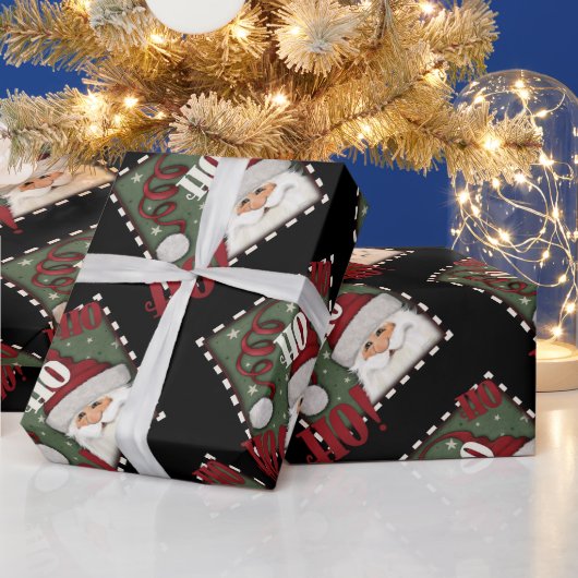 Kerst Feestelijke Schattigee Santa Ho Ho Ho Inspir Cadeaupapier (Feestdagen)
