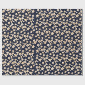 Kerst feestelijke sterren sneeuw goud blauw patroo cadeaupapier (Vlak)