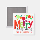 Kerst Feestelijke Stippen Modern Script Familienaa Magneet (Voorkant / Achterkant)