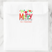 Kerst Feestelijke Stippen Modern Script Familienaa Vierkante Sticker (Tas)
