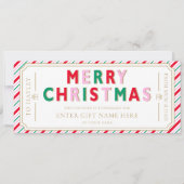 Kerst Feestelijke Streep Cadeaubon Kaart (Voorkant)