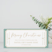 Kerst Feestelijke Streep Cadeaubon Kaart (Staand voorkant)