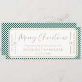 Kerst Feestelijke Streep Cadeaubon Kaart (Voorkant / Achterkant)