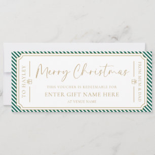 Kerst Feestelijke Streep Cadeaubon Kaart
