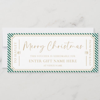 Kerst Feestelijke Streep Cadeaubon Kaart