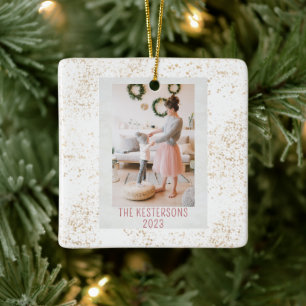 Kerst Feestelijke Tijger Foto Keramisch Ornament