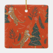 Kerst Feestelijke Tijger Foto Keramisch Ornament (Achterkant)