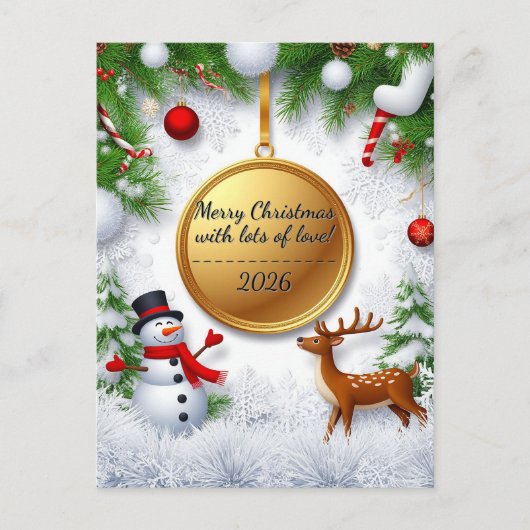 Kerst Feestelijke Vakantiescène Briefkaart (Voorkant)