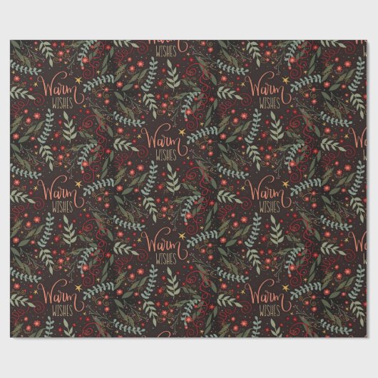 Kerst Feestelijke warme wensen Floral Inspirivity Cadeaupapier (Vlak)