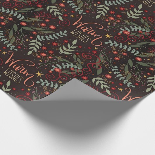 Kerst Feestelijke warme wensen Floral Inspirivity Cadeaupapier (Hoek)