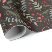 Kerst Feestelijke warme wensen Floral Inspirivity Cadeaupapier (Rol Hoek)