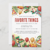 Kerst Feestelijke Waterverf Favoriete Dingen Feest Kaart (Voorkant)