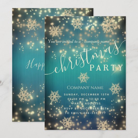 Kerst-feestfeest in de mousserende luxe kaart (Voorkant / Achterkant)