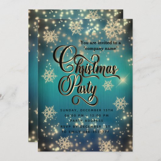 Kerst-feestfeest in de mousserende luxe kaart (Voorkant / Achterkant)