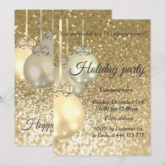 Kerst-feestfeest in Glittery Kaart (Voorkant / Achterkant)