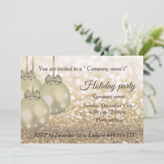 Kerst-feestfeest in Glittery Kaart (Staand voorkant)