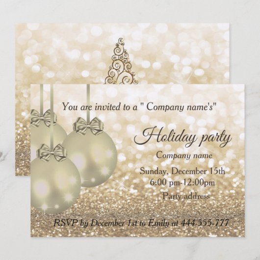 Kerst-feestfeest in Glittery Kaart (Voorkant / Achterkant)