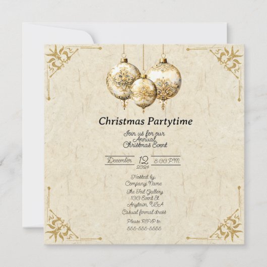 Kerst feesttijd formele uitnodiging goud (Voorkant)