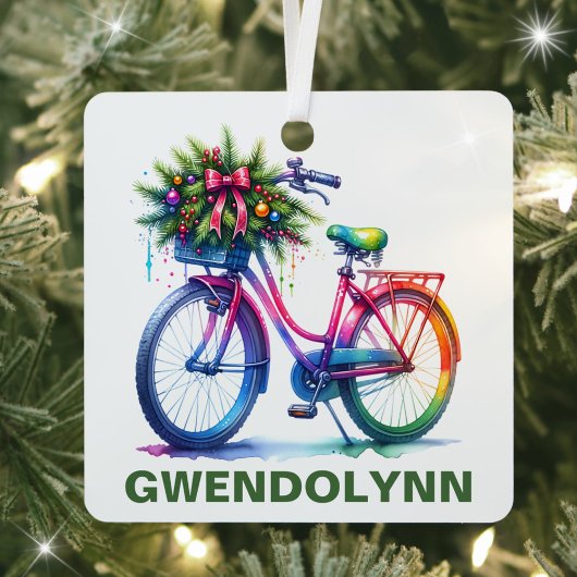 Kerst Fiets Liefhebber Custom Name Metalen Ornament