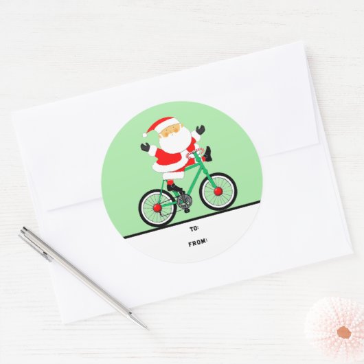 Kerst Fietscadeau Label Classic Ronde Sticker (Envelop)