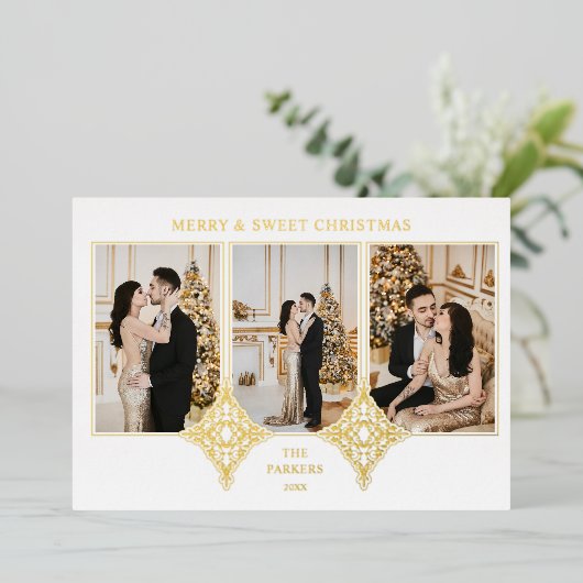 Kerst, fijn en fijn folie feestdagenkaart (Staand Voorkant)