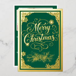 Kerst filigraan boarders groene foto terug folie feestdagenkaart
