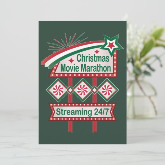 Kerst Film Marathondecoratie Retro Marquee Festief Kaart (Staand voorkant)