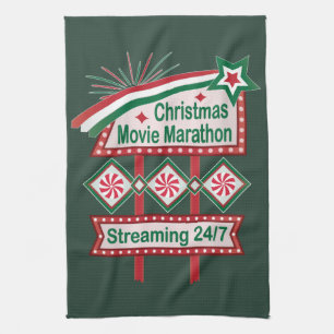 Kerst Film Maraton Retro Marquee Festiviteit Theedoek