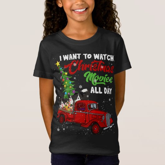 Kerst Films Grappige Border Collie Films Rood Tr T-shirt (Voorkant)
