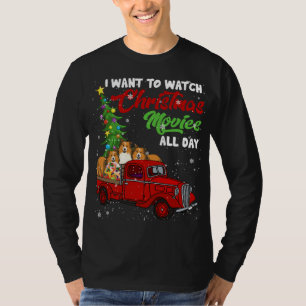 Kerst Films Grappige Sheltie Films Rode Vrachtwage T-shirt