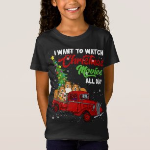 Kerst Films Grappige Sheltie Films Rode Vrachtwage T-shirt