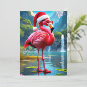 Kerst Flamingo Als Kerstman-47476 Kaart (Staand voorkant)