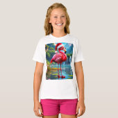 Kerst Flamingo Als Kerstman-47476 T-shirt (Voorkant volledig)