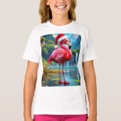 Kerst Flamingo Als Kerstman-47476 T-shirt (Voorkant)