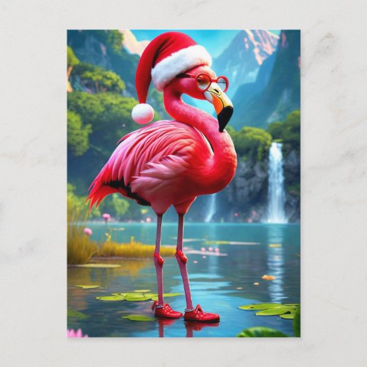 Kerst Flamingo Als Sinterklaas-47476 Feestdagenkaart (Voorkant)