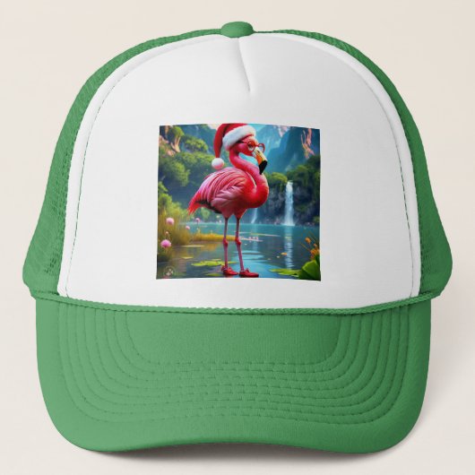 Kerst Flamingo Als Sinterklaas-47476 Trucker Pet (Voorkant)